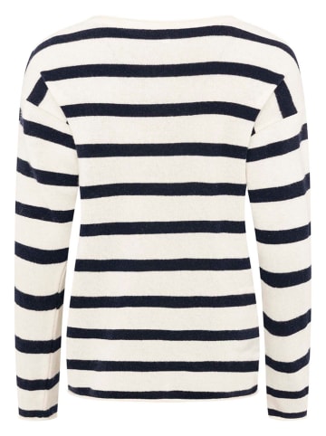 Zwillingsherz Pullover "Streifen" in Creme/ Dunkelblau