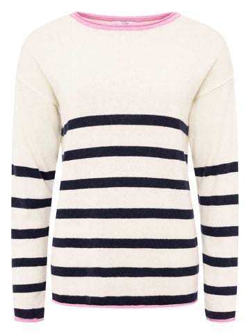 Zwillingsherz Sweter "Stripes" w kolorze kremowo-granatowym