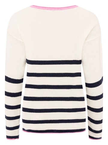 Zwillingsherz Sweter "Stripes" w kolorze kremowo-granatowym