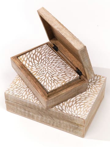 Today 3-delige set: opbergboxen "Mango Wood" beige/wit