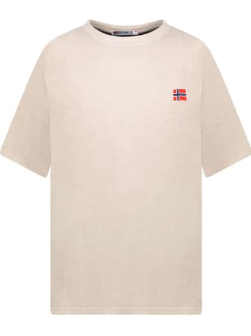 Geographical Norway Koszulka "Joversize" w kolorze beżowym