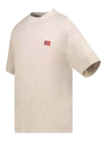 Geographical Norway Koszulka "Joversize" w kolorze beżowym
