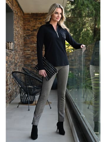 Bleu d'Azur Broek "Beverly" zwart/beige