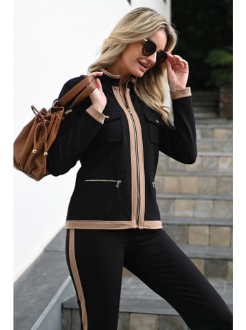 Bleu d'Azur Übergangsjacke "Brooke" in Schwarz/ Beige