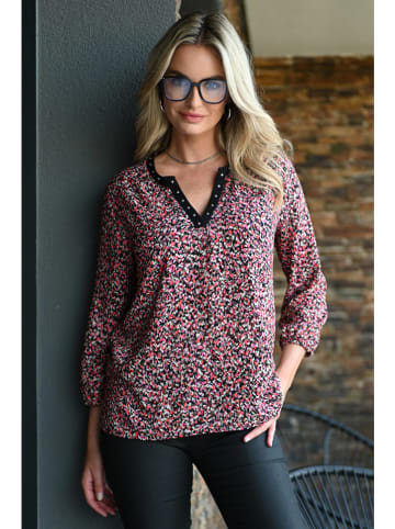 Bleu d'Azur Bluse "Janice" in Pink/ Weiß/ Schwarz