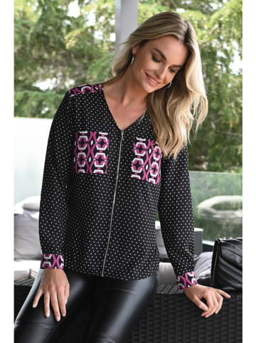 Bleu d'Azur Bluse "Vanessa" in Schwarz/ Pink/ Weiß