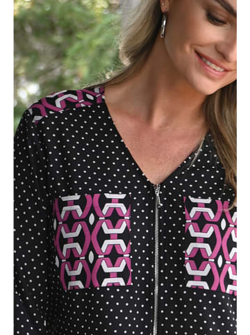 Bleu d'Azur Bluse "Vanessa" in Schwarz/ Pink/ Weiß
