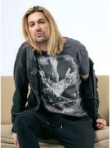 KEY LARGO Shirt "Hit the road Jack" in Anthrazit