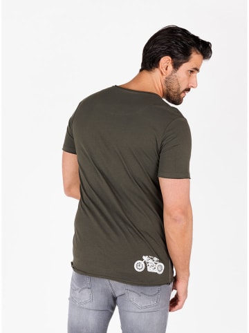 KEY LARGO Koszulka "Oregon trail" w kolorze khaki