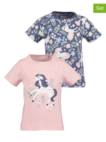 Blue Seven 2er-Set: Shirts in Rosa/ Dunkelblau