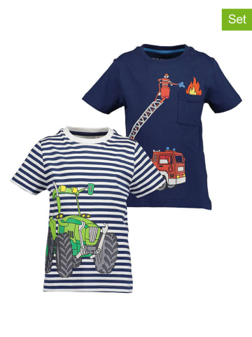 Blue Seven 2er-Set: Shirts in Dunkelblau/ Weiß