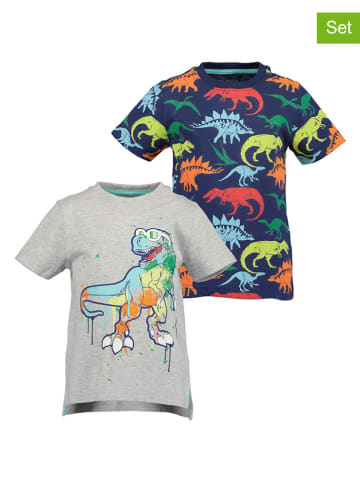 Blue Seven 2-delige set: shirts grijs/donkerblauw/meerkleurig
