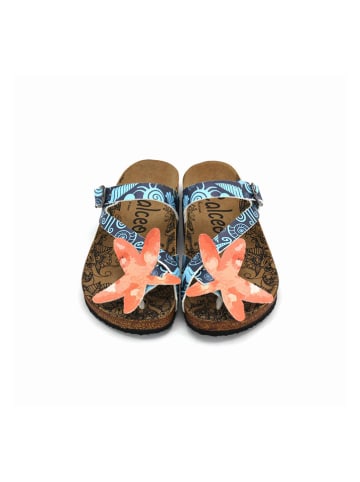 Calceo Teenslippers donkerblauw/lichtblauw/oranje