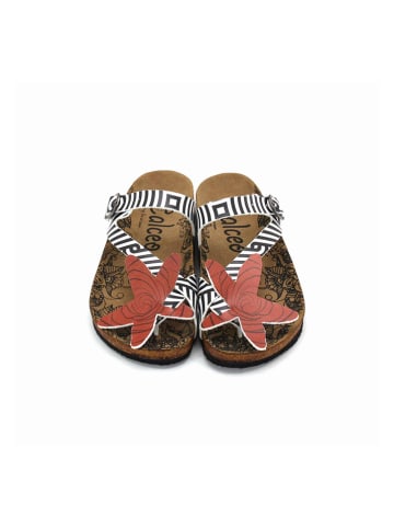 Calceo Teenslippers zwart/wit/lichtbruin