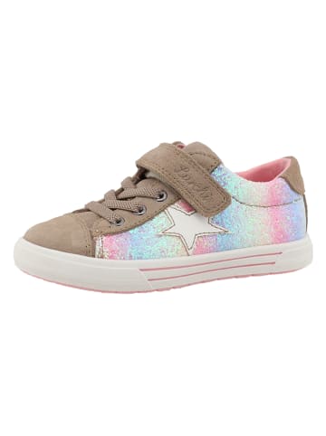 Lurchi Leder-Sneakers in Hellbraun/ Bunt