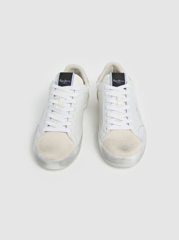 Pepe Jeans FOOTWEAR Leren sneakers wit