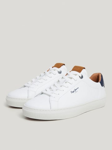 Pepe Jeans FOOTWEAR Skórzane sneakersy w kolorze granatowo-białym