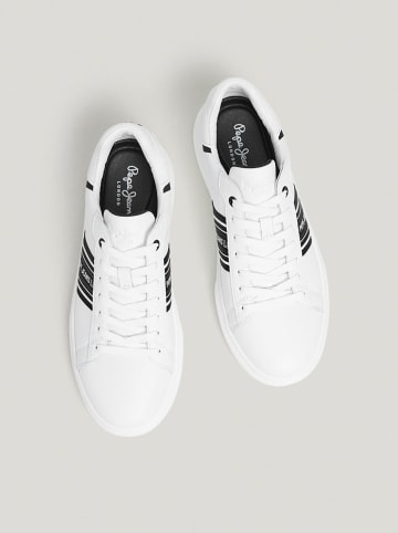 Pepe Jeans FOOTWEAR Leren sneakers wit/zwart