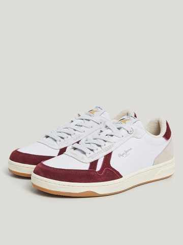 Pepe Jeans FOOTWEAR Leder-Sneakers in Weiß/ Rot