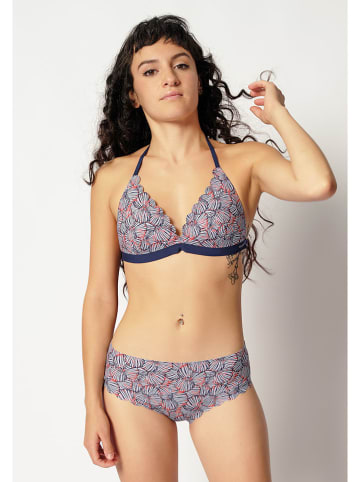 Skiny Bikini-Oberteil in Grau/ Dunkelblau