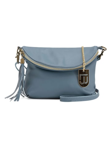 Lucca Baldi Leder-Umhängetasche "Cetona" in Hellblau - (B)24 x (H)18 x (T)4 cm