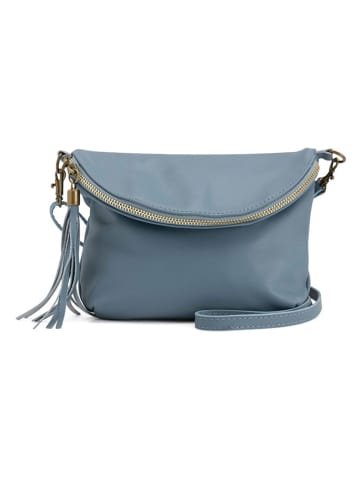 Lucca Baldi Leder-Umhängetasche "Cetona" in Hellblau - (B)24 x (H)18 x (T)4 cm