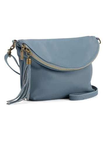 Lucca Baldi Leder-Umhängetasche "Cetona" in Hellblau - (B)24 x (H)18 x (T)4 cm