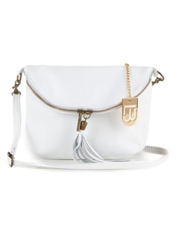 Lucca Baldi Leder-Umhängetasche "Cetona" in Weiß - (B)24 x (H)18 x (T)4 cm