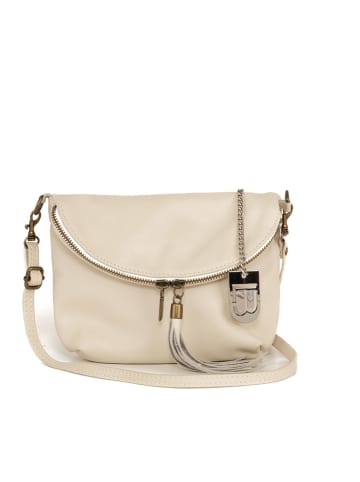 Lucca Baldi Leren schoudertas "Cetona" crème - (B)24 x (H)18 x (D)4 cm