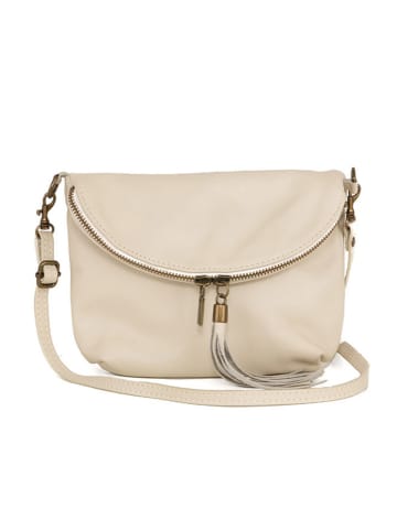 Lucca Baldi Leren schoudertas "Cetona" crème - (B)24 x (H)18 x (D)4 cm