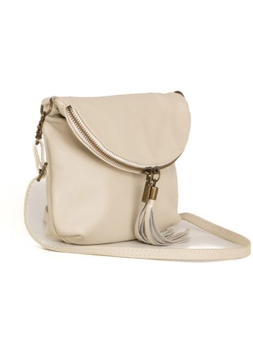Lucca Baldi Leren schoudertas "Cetona" crème - (B)24 x (H)18 x (D)4 cm