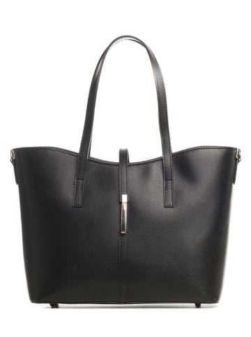 Lucca Baldi Leren schoudertas "Montecarlo" zwart - (B)36 x (H)27 x (D)14 cm