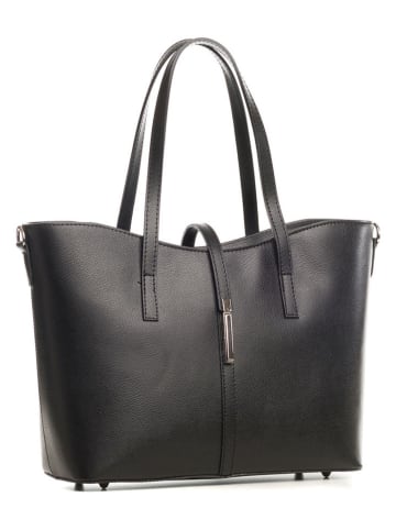 Lucca Baldi Leren schoudertas "Montecarlo" zwart - (B)36 x (H)27 x (D)14 cm