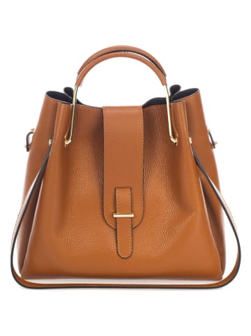 Lucca Baldi Leder-Henkeltasche "Vinci" in Hellbraun - (B)33 x (H)28 x (T)13 cm