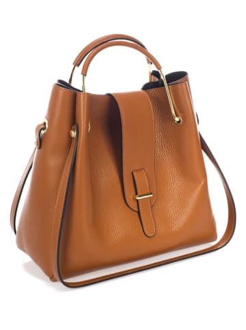 Lucca Baldi Leren handtas "Vinci" lichtbruin - (B)33 x (H)28 x (D)13 cm