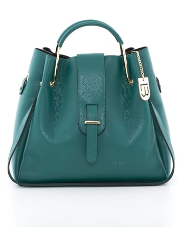 Lucca Baldi Leder-Henkeltasche "Vinci" in Türkis - (B)33 x (H)28 x (T)13 cm