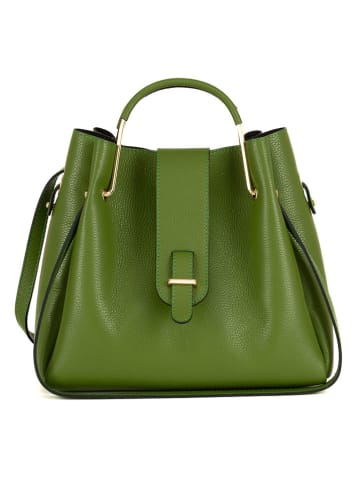 Lucca Baldi Leder-Henkeltasche "Vinci" in Grün - (B)33 x (H)28 x (T)13 cm
