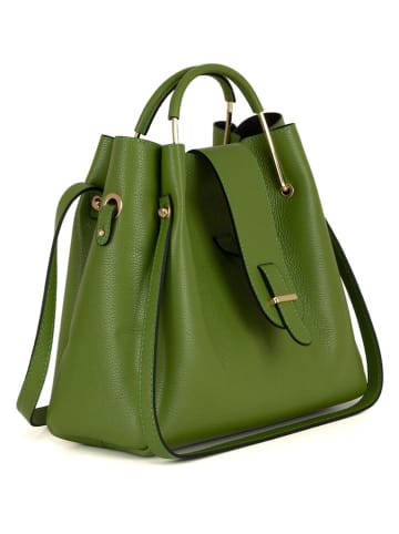 Lucca Baldi Leder-Henkeltasche "Vinci" in Grün - (B)33 x (H)28 x (T)13 cm