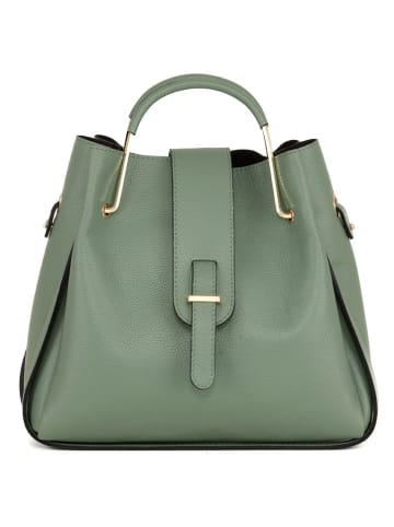 Lucca Baldi Leder-Henkeltasche "Vinci" in Grün - (B)33 x (H)28 x (T)13 cm