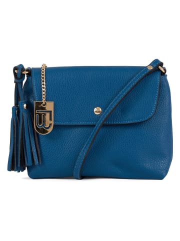 Lucca Baldi Leder-Umhängetasche "Bagni" in Blau - (B)25 x (H)17 x (T)7 cm