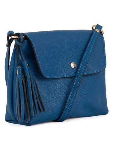 Lucca Baldi Leder-Umhängetasche "Bagni" in Blau - (B)25 x (H)17 x (T)7 cm
