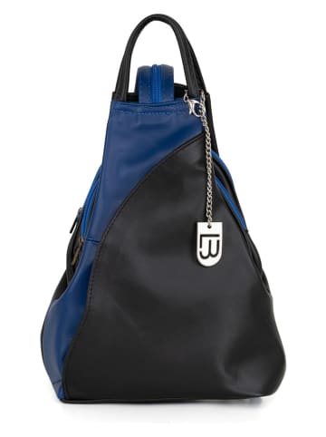 Lucca Baldi Leder-Rucksack "Novara" in Schwarz/ Blau - (B)29 x (H)34 x (T)13 cm