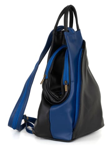 Lucca Baldi Leder-Rucksack "Novara" in Schwarz/ Blau - (B)29 x (H)34 x (T)13 cm