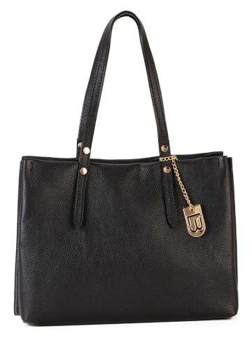 Lucca Baldi Leder-Schultertasche "Molina" in Schwarz - (B)34 x (H)27 x (T)14 cm