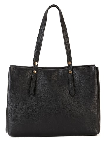 Lucca Baldi Leder-Schultertasche "Molina" in Schwarz - (B)34 x (H)27 x (T)14 cm
