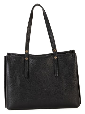 Lucca Baldi Leder-Schultertasche "Molina" in Schwarz - (B)34 x (H)27 x (T)14 cm