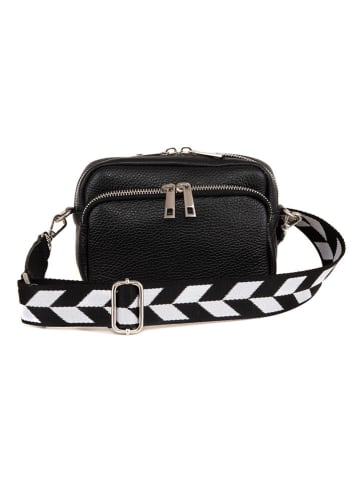 Lucca Baldi Leder-Umhängetasche "Feltre" in Schwarz - (B)19 x (H)15 x (T)7 cm