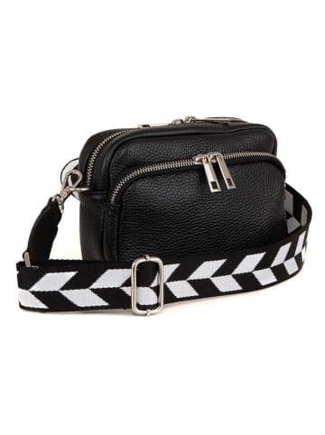 Lucca Baldi Leder-Umhängetasche "Feltre" in Schwarz - (B)19 x (H)15 x (T)7 cm