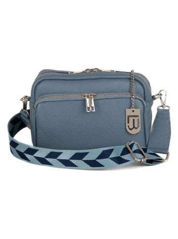 Lucca Baldi Leder-Umhängetasche "Feltre" in Blau - (B)19 x (H)15 x (T)7 cm