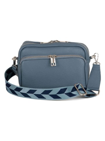 Lucca Baldi Leren schoudertas "Feltre" blauw - (B)19 x (H)15 x (D)7 cm